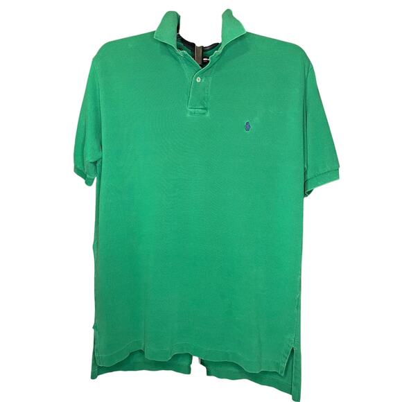 VTG Polo by Ralph Lauren Men’s Green Polo Shirt Sz M 100% Cotton Blue Pony Logo - Picture 1 of 10